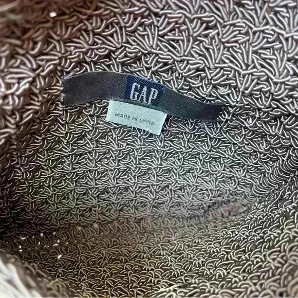 Vtg Gap Crochet Knitted Crossbody Mini Purse Tote Snap Closure Flap Woven Grey - Picture 10 of 11